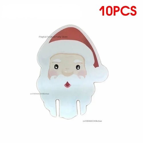 10pcs/set Christmas Glass Cup Card Santa Claus Hat Wine Glass Decor - Christmas.ca