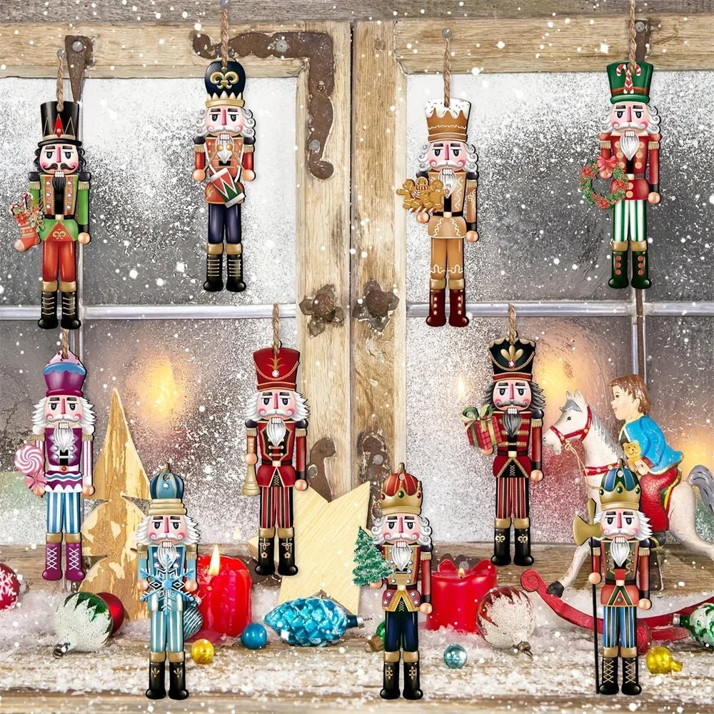 12pcs Christmas Nutcracker Soldier Wooden Pendant Xmas Tree Hanging - Christmas.ca