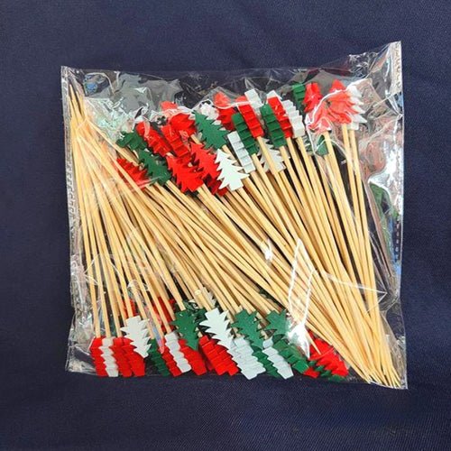50Pcs/set Christmas Fruit Sticks Disposable Bamboo Sticks Snowflake - Christmas.ca