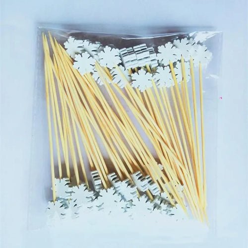 50Pcs/set Christmas Fruit Sticks Disposable Bamboo Sticks Snowflake - Christmas.ca