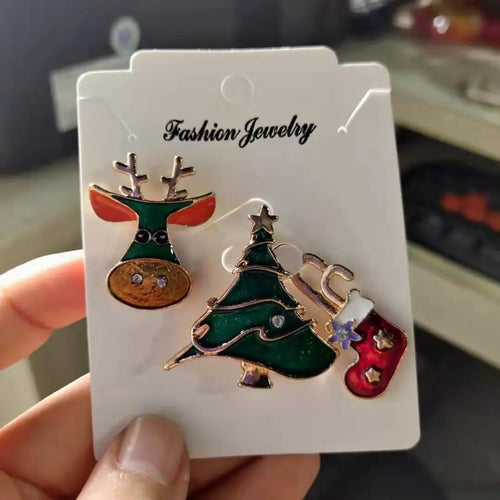 3pcs/set Christmas Gift For Women Men Brooches Enamel Pins Santa Claus