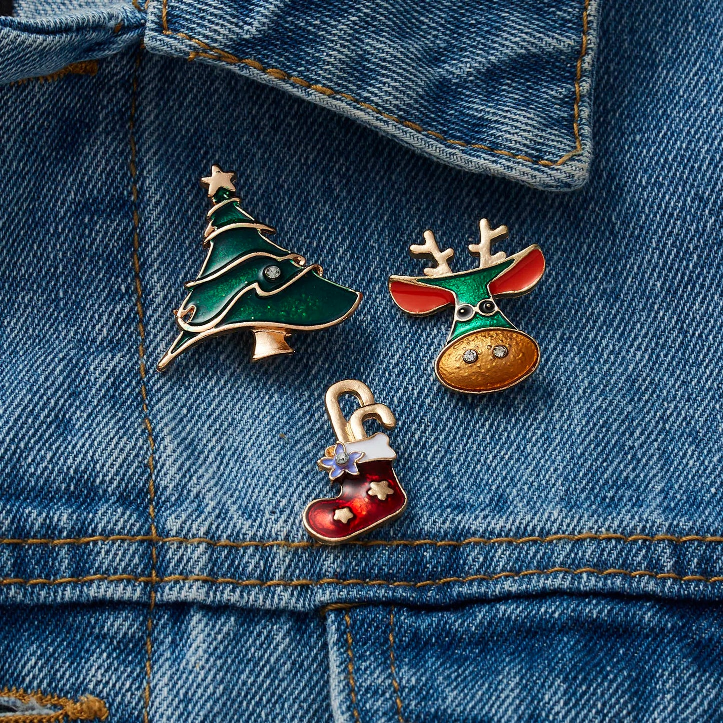 3pcs/set Christmas Gift For Women Men Brooches Enamel Pins Santa Claus