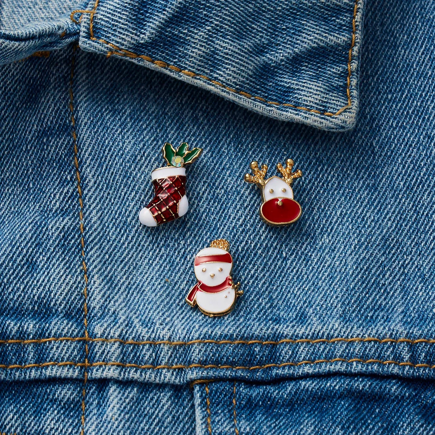 3pcs/set Christmas Gift For Women Men Brooches Enamel Pins Santa Claus