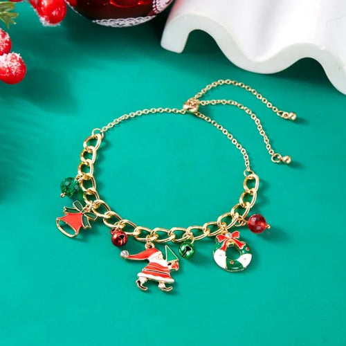 Fashion Santa Claus Snowman Star Christmas Tree Pendant Bracelet For