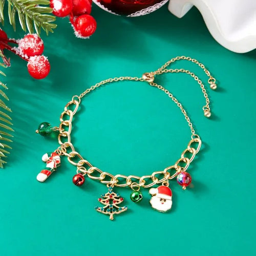Fashion Santa Claus Snowman Star Christmas Tree Pendant Bracelet For