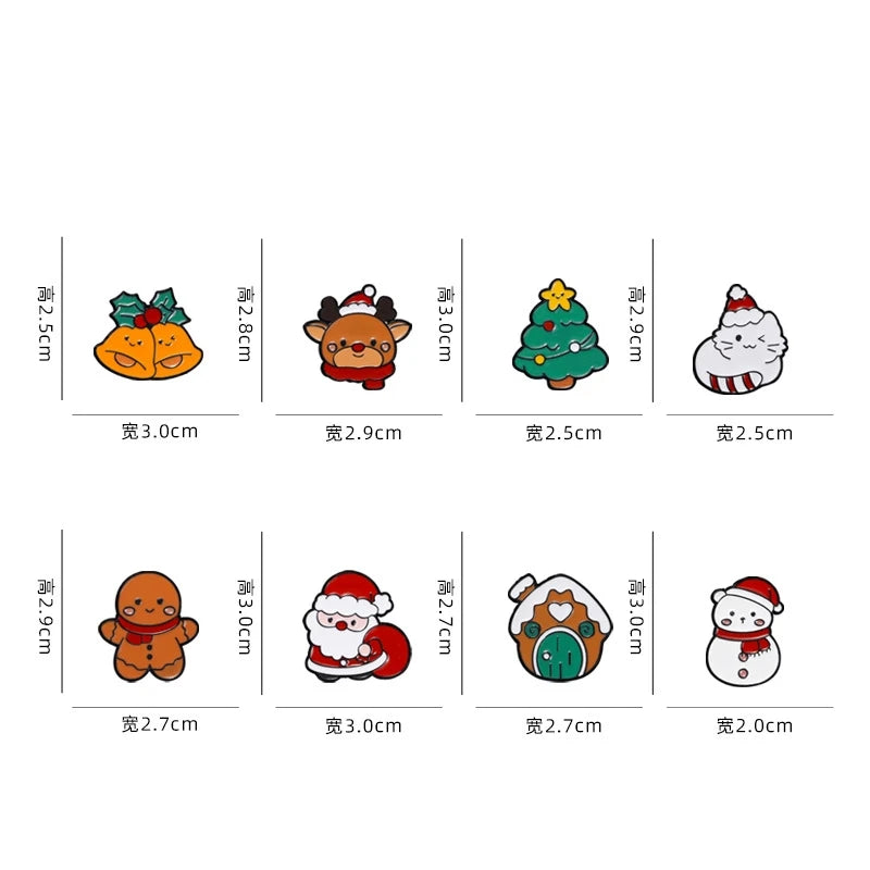 Cute Cartoon Christmas Day Enamel Brooch Creative Santa Claus Snowman