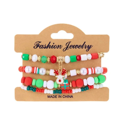 Fashion Santa Claus Snowman Star Christmas Tree Pendant Bracelet For