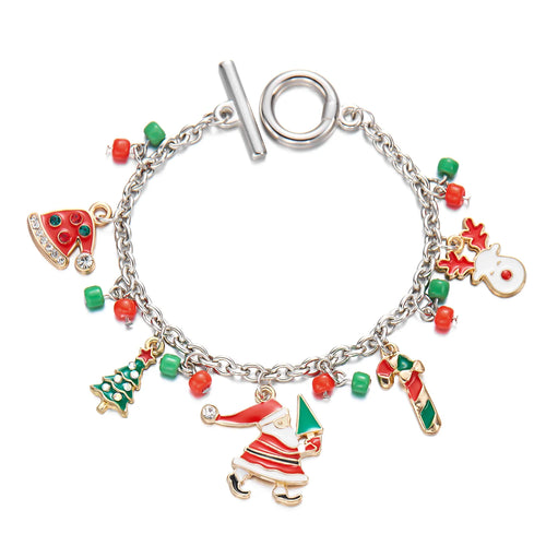 Fashion Santa Claus Snowman Star Christmas Tree Pendant Bracelet For