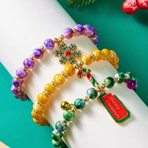 Fashion Santa Claus Snowman Star Christmas Tree Pendant Bracelet For