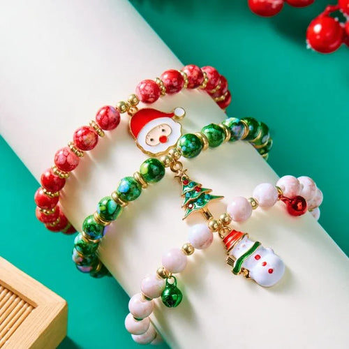 Fashion Santa Claus Snowman Star Christmas Tree Pendant Bracelet For