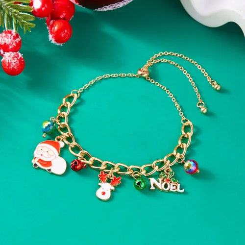 Fashion Santa Claus Snowman Star Christmas Tree Pendant Bracelet For