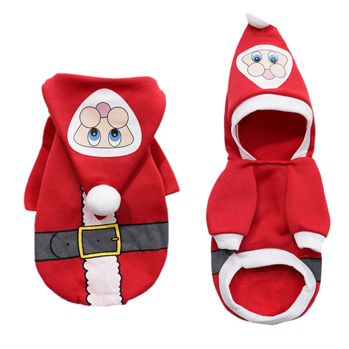 Christmas Sphynx Cat Hooded Sweater Winter Warm Pet Costume for Cats