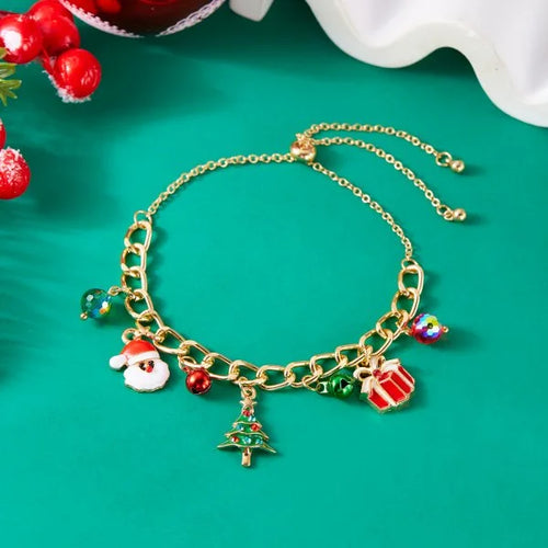 Fashion Santa Claus Snowman Star Christmas Tree Pendant Bracelet For