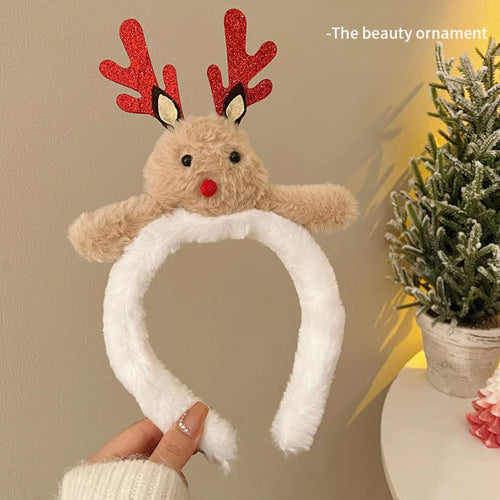 Cute Plush Elk Head Band Female Christmas Dress Up High Headtop Deer