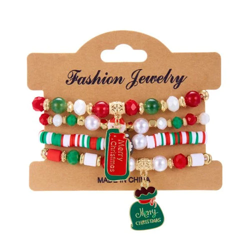Fashion Santa Claus Snowman Star Christmas Tree Pendant Bracelet For