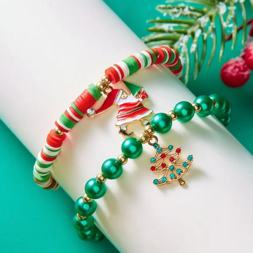 Fashion Santa Claus Snowman Star Christmas Tree Pendant Bracelet For