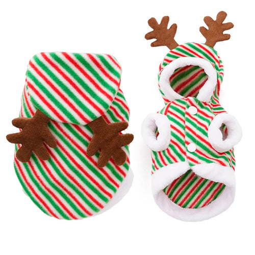 Christmas Sphynx Cat Hooded Sweater Winter Warm Pet Costume for Cats