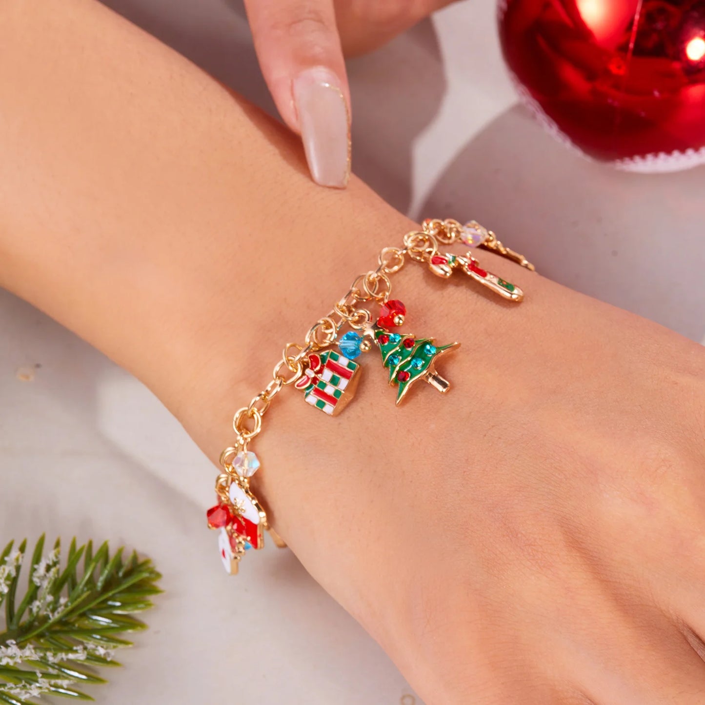 Fashion Santa Claus Snowman Star Christmas Tree Pendant Bracelet For