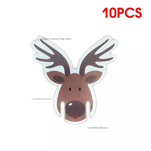 10pcs/set Christmas Glass Cup Card Santa Claus Hat Wine Glass Decor