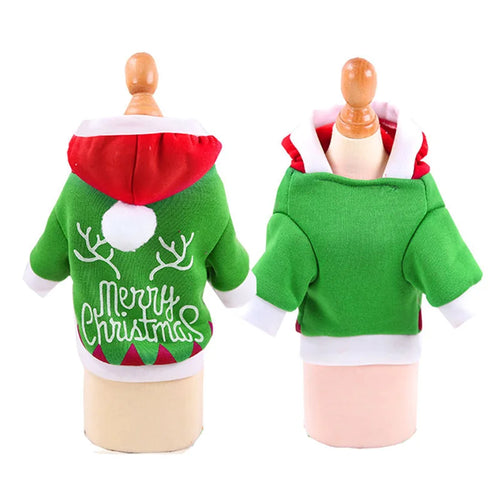 Christmas Sphynx Cat Hooded Sweater Winter Warm Pet Costume for Cats
