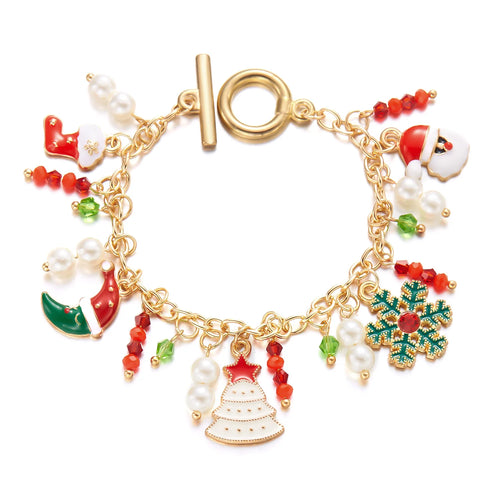 Fashion Santa Claus Snowman Star Christmas Tree Pendant Bracelet For