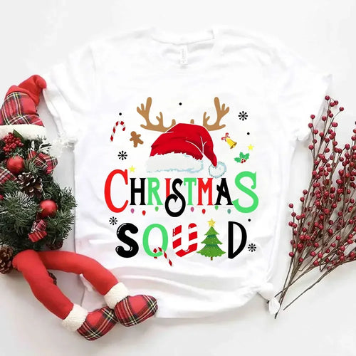 Family Christmas 2024 Squad Tshirts Matching Christmas Santa Reindeer