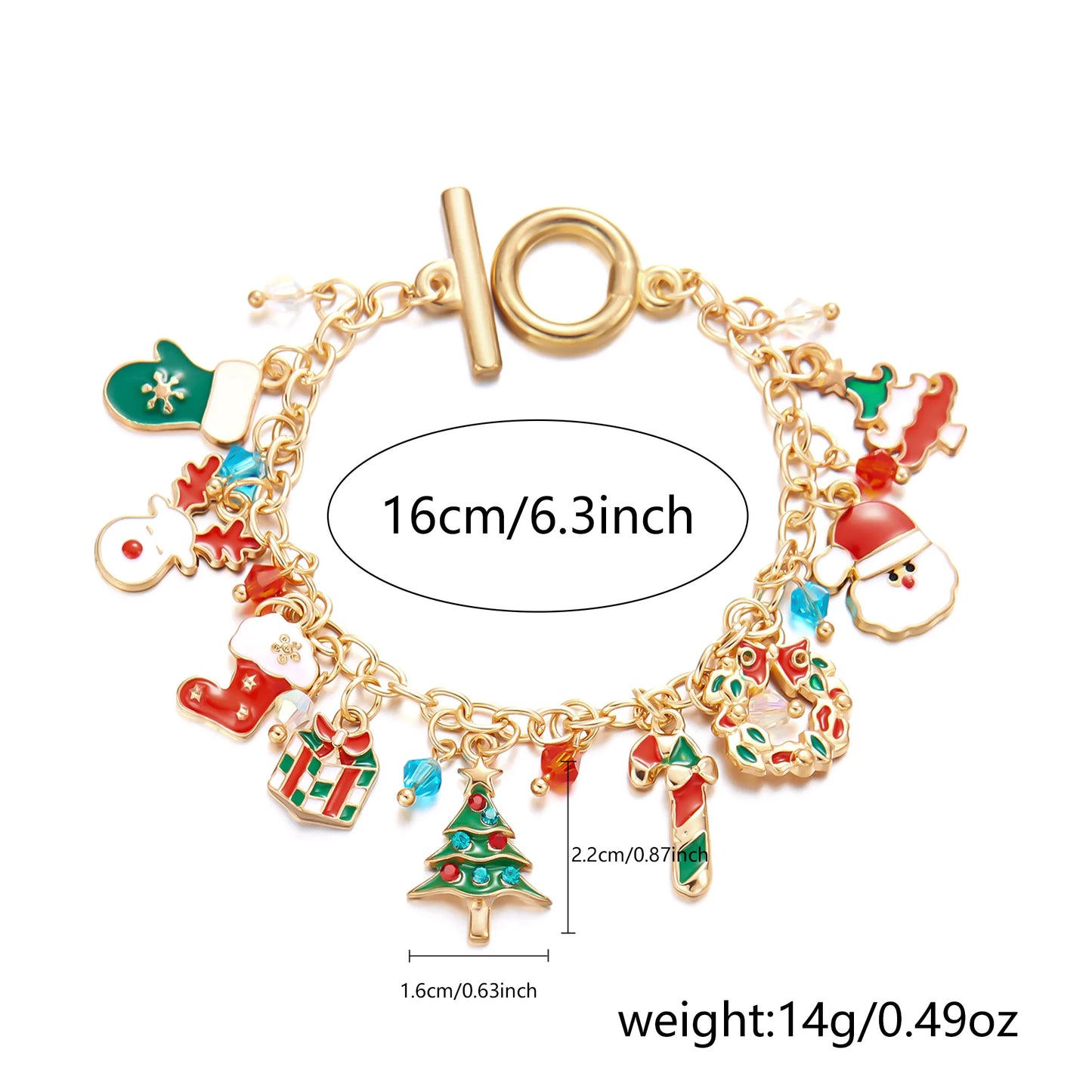 Fashion Santa Claus Snowman Star Christmas Tree Pendant Bracelet For