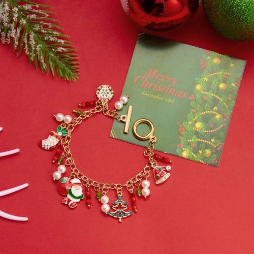 Fashion Santa Claus Snowman Star Christmas Tree Pendant Bracelet For