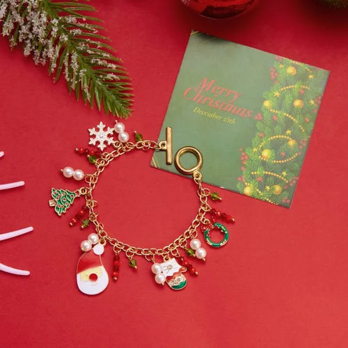 Fashion Santa Claus Snowman Star Christmas Tree Pendant Bracelet For