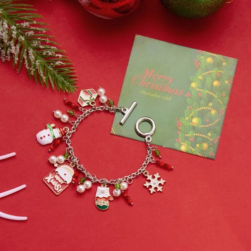 Fashion Santa Claus Snowman Star Christmas Tree Pendant Bracelet For