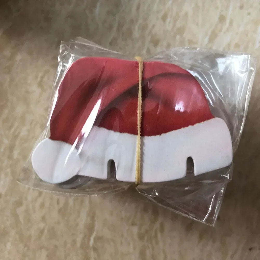 10pcs/set Christmas Glass Cup Card Santa Claus Hat Wine Glass Decor