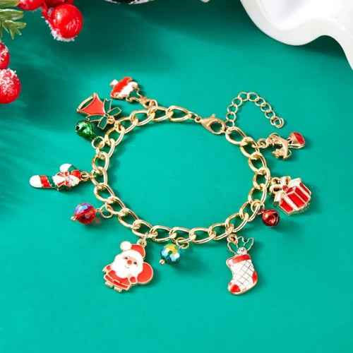 Fashion Santa Claus Snowman Star Christmas Tree Pendant Bracelet For