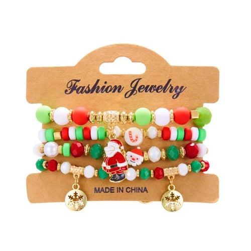 Fashion Santa Claus Snowman Star Christmas Tree Pendant Bracelet For
