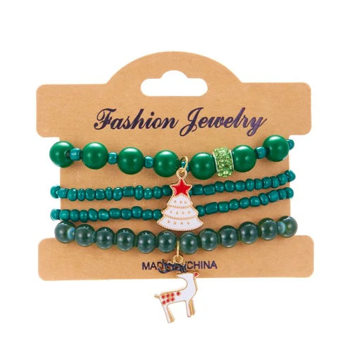 Fashion Santa Claus Snowman Star Christmas Tree Pendant Bracelet For