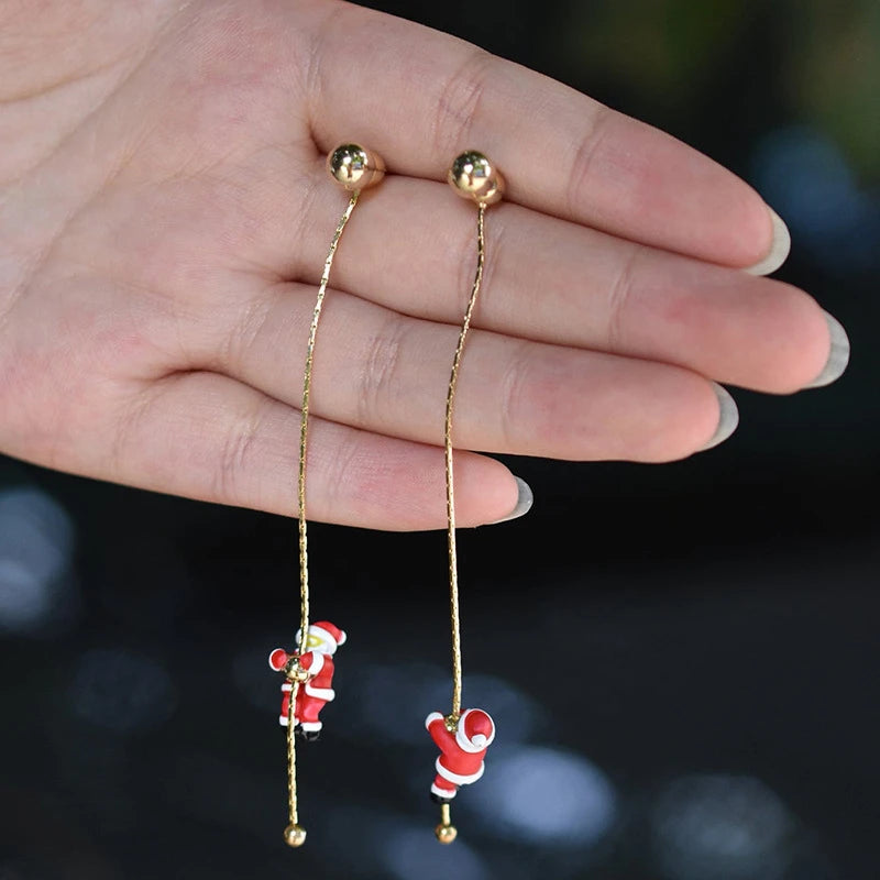 New Design Asymmetric Snowflake Christmas Boot Hat Drop Earrings for