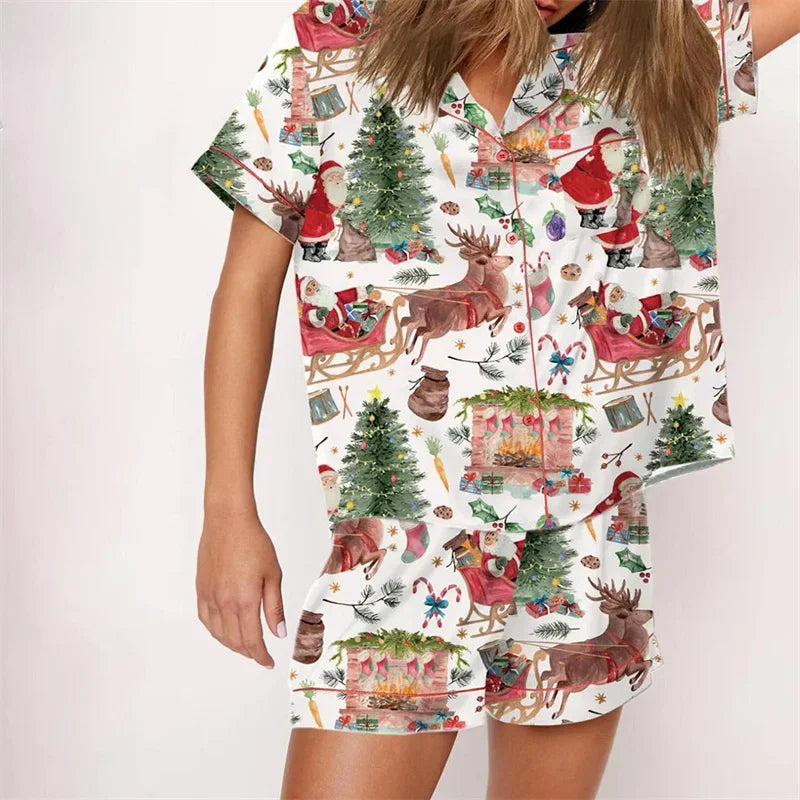 Nutcracker Pajamas Women Christmas Pajama Set Short Sleeve