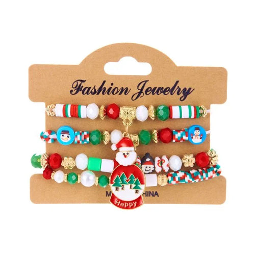 Fashion Santa Claus Snowman Star Christmas Tree Pendant Bracelet For