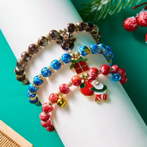 Fashion Santa Claus Snowman Star Christmas Tree Pendant Bracelet For