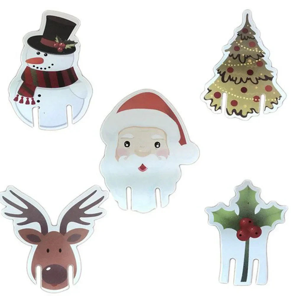 10pcs/set Christmas Glass Cup Card Santa Claus Hat Wine Glass Decor