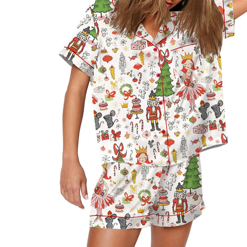 Nutcracker Pajamas Women Christmas Pajama Set Short Sleeve
