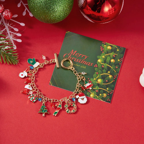 Fashion Santa Claus Snowman Star Christmas Tree Pendant Bracelet For
