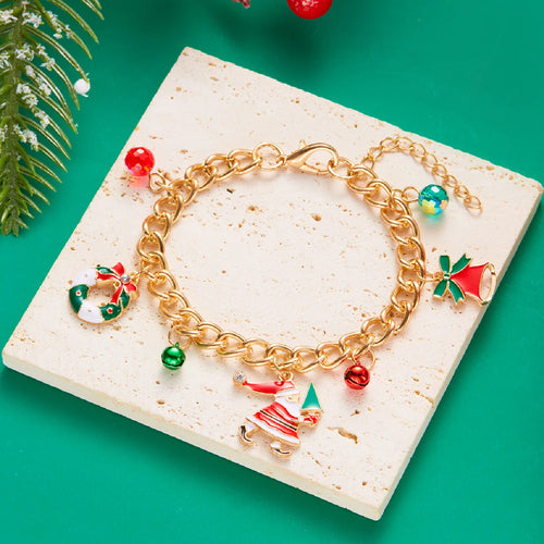 Fashion Santa Claus Snowman Star Christmas Tree Pendant Bracelet For