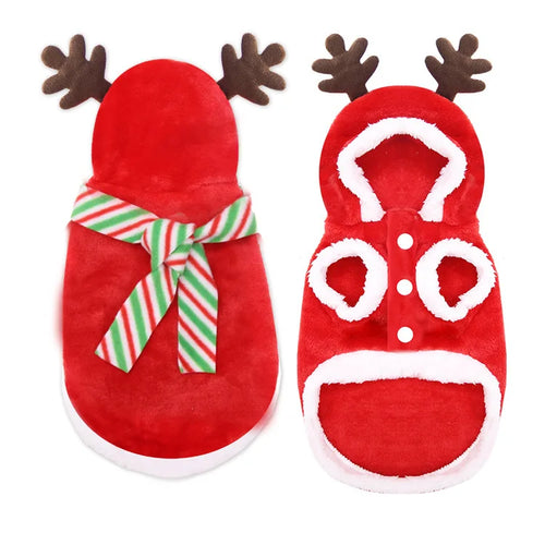 Christmas Sphynx Cat Hooded Sweater Winter Warm Pet Costume for Cats