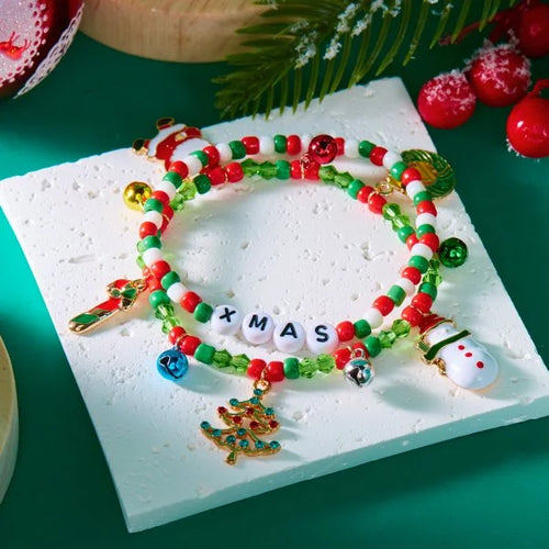 Fashion Santa Claus Snowman Star Christmas Tree Pendant Bracelet For