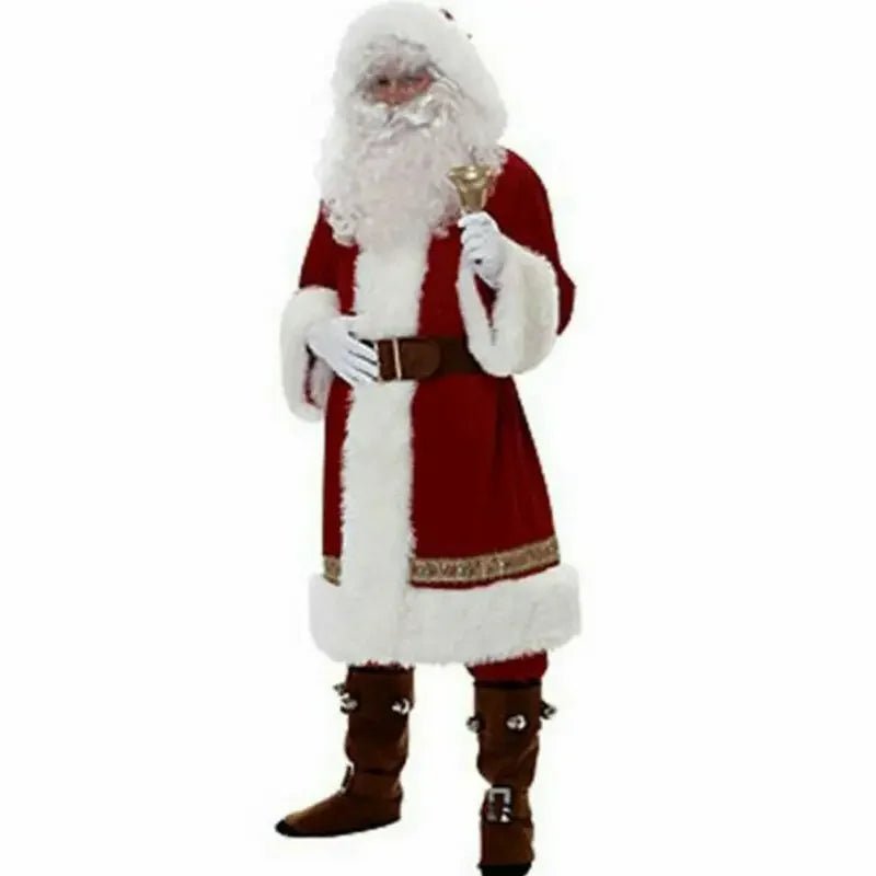 Adults 8pcs Men Christmas Santa Claus Suit Costume Cosplay Clothes - Christmas.ca