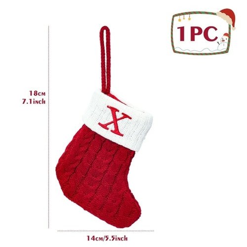 Christmas Socks Knitting Red Snowflake Alphabet Letters Christmas - Christmas.ca