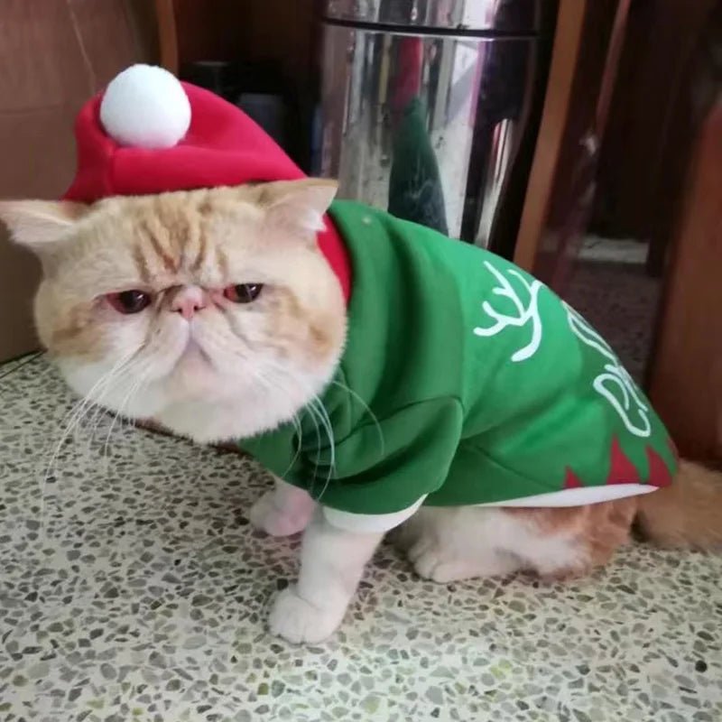 Christmas Sphynx Cat Hooded Sweater Winter Warm Pet Costume for Cats - Christmas.ca