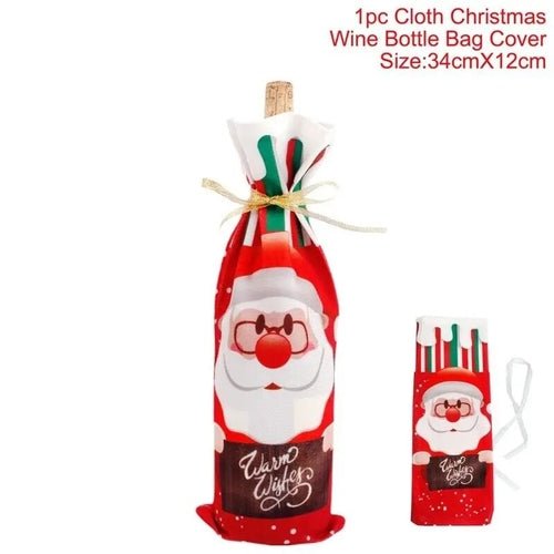 Creative Christmas Wine Bottle Set Golden Velvet Dress Wine Bottle - Christmas.ca