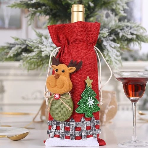 Creative Christmas Wine Bottle Set Golden Velvet Dress Wine Bottle - Christmas.ca