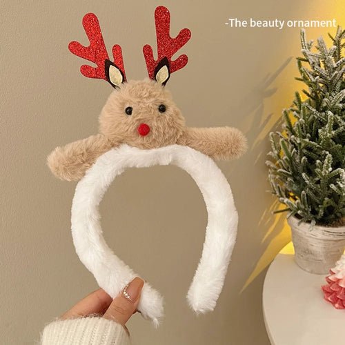 Cute Plush Elk Head Band Female Christmas Dress Up High Headtop Deer - Christmas.ca